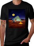 Camping Couple Graphic Black T-Shirt