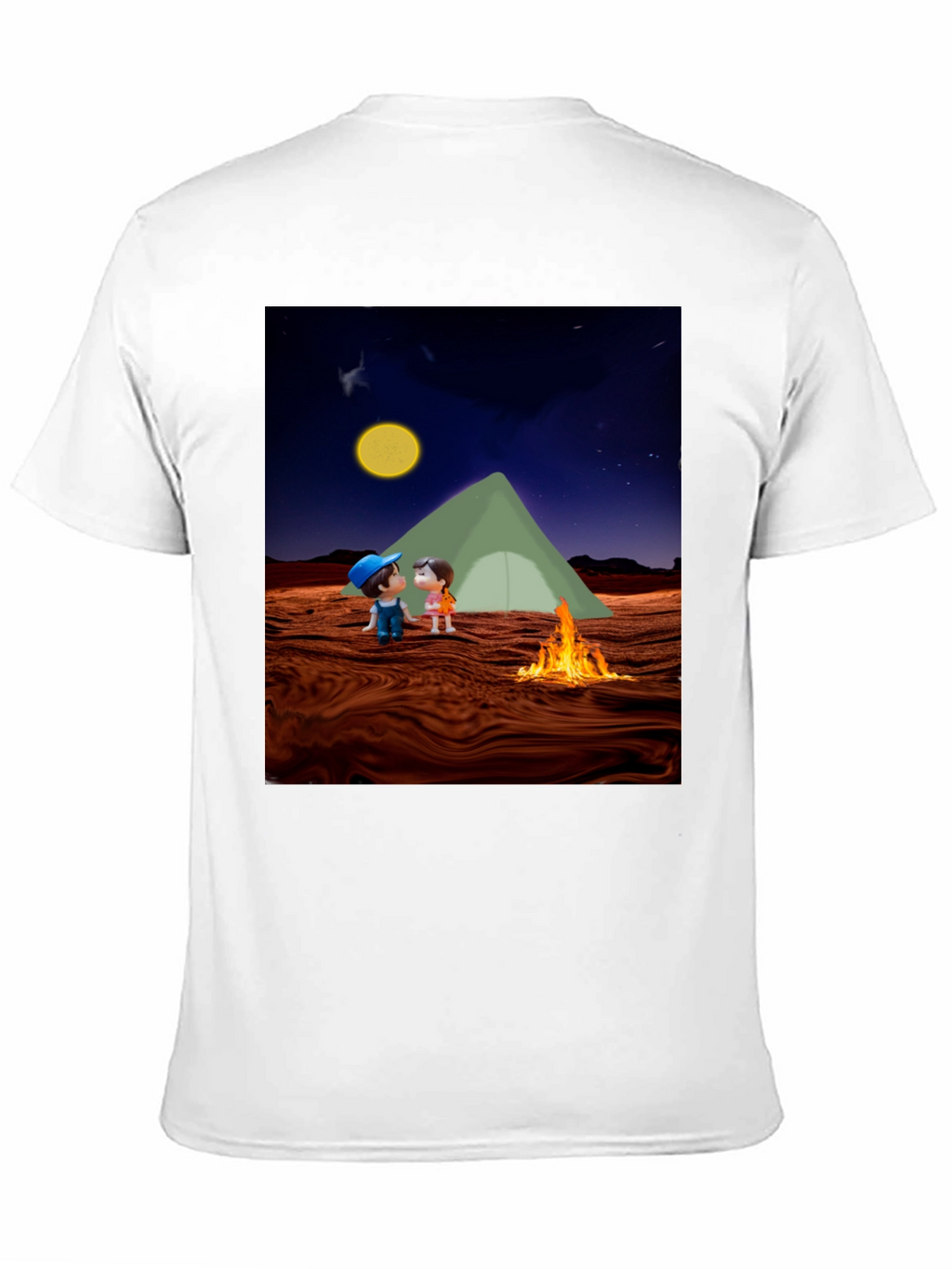 Camping Couple Graphic Black T-Shirt