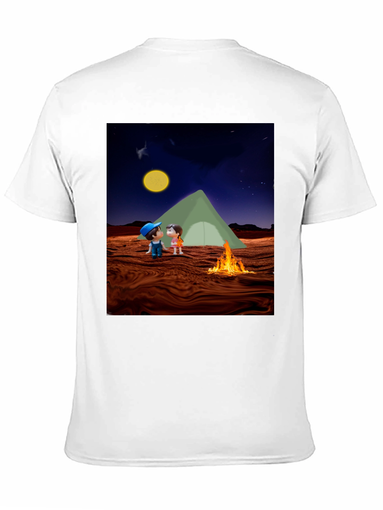 Camping Couple Graphic Black T-Shirt