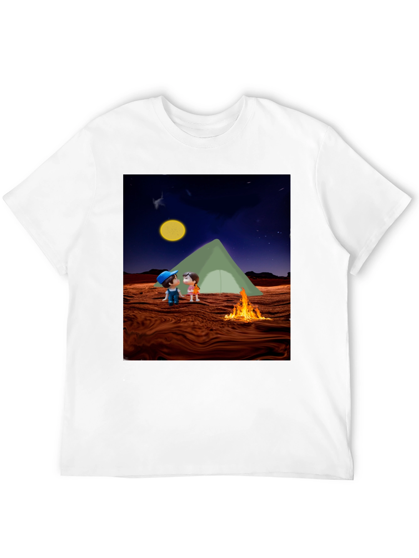 Camping Couple Graphic Black T-Shirt