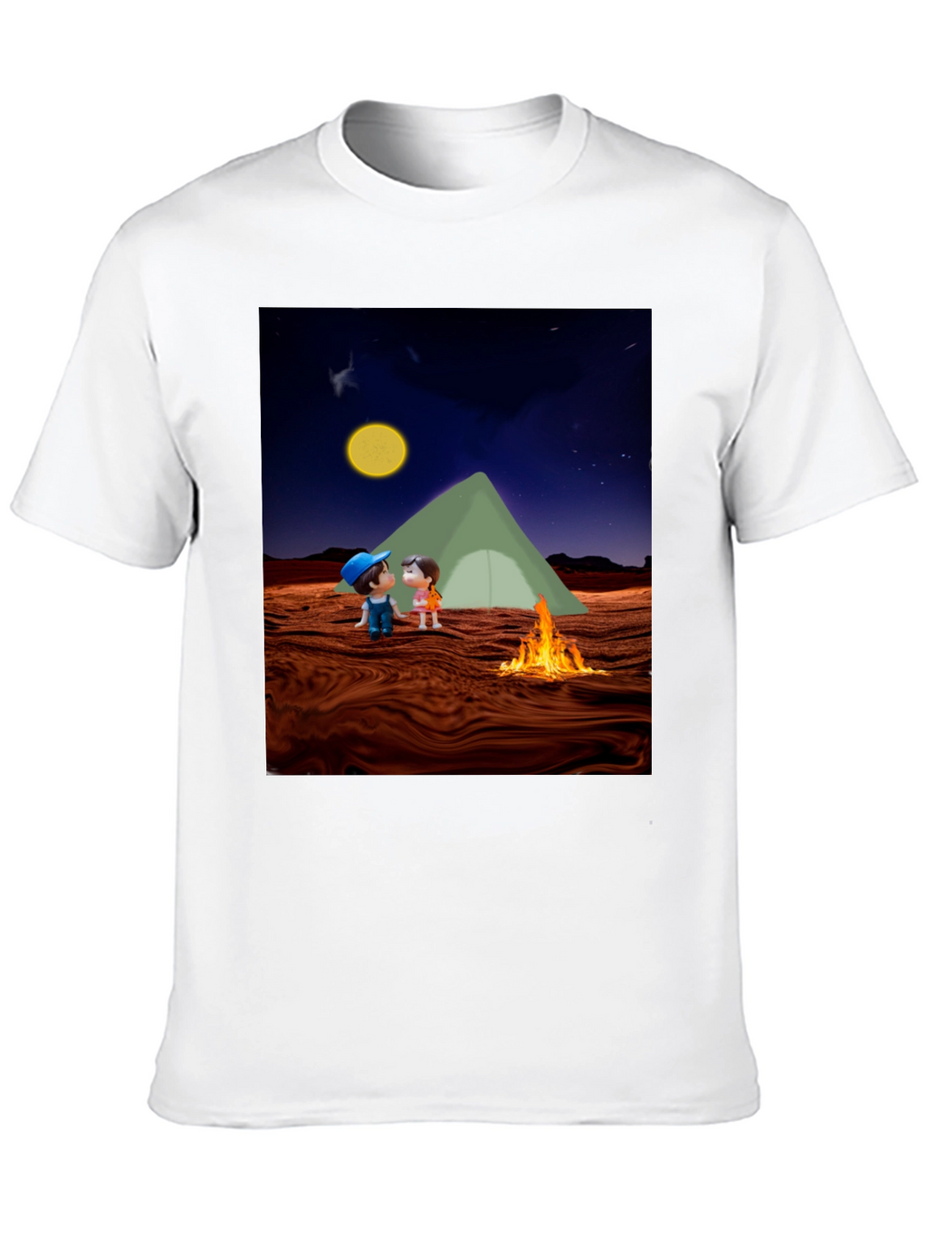 Camping Couple Graphic Black T-Shirt