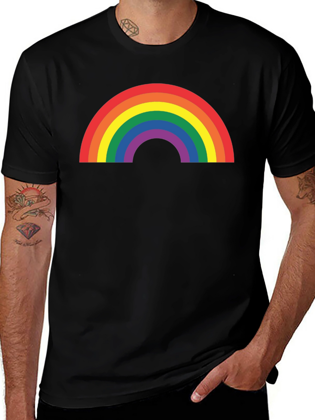 Rainbow Pride Graphic T-Shirt - Black Cotton Blend