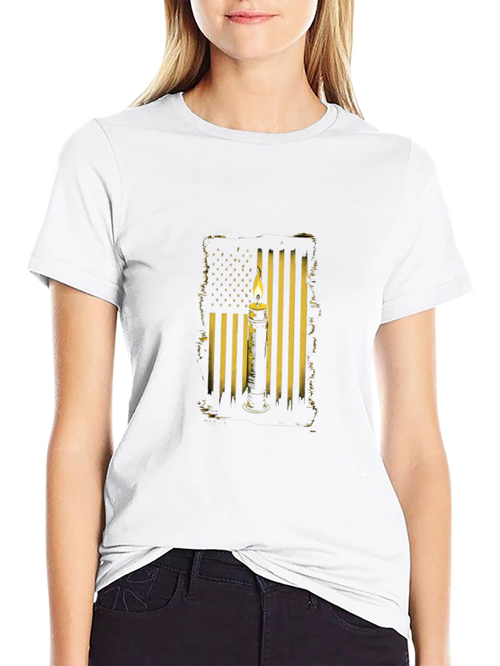 American Flag Candle T-Shirt - Black