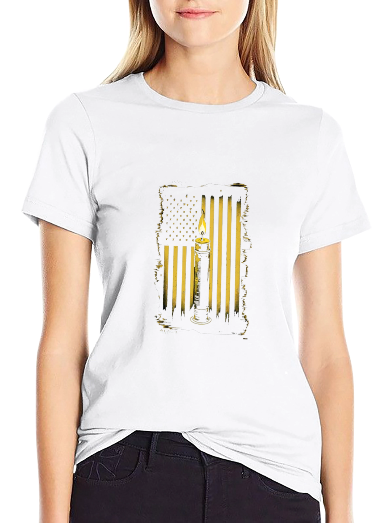 American Flag Candle T-Shirt - Black