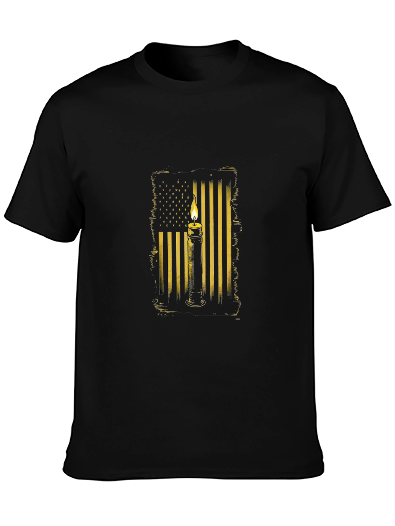 American Flag Candle T-Shirt - Black