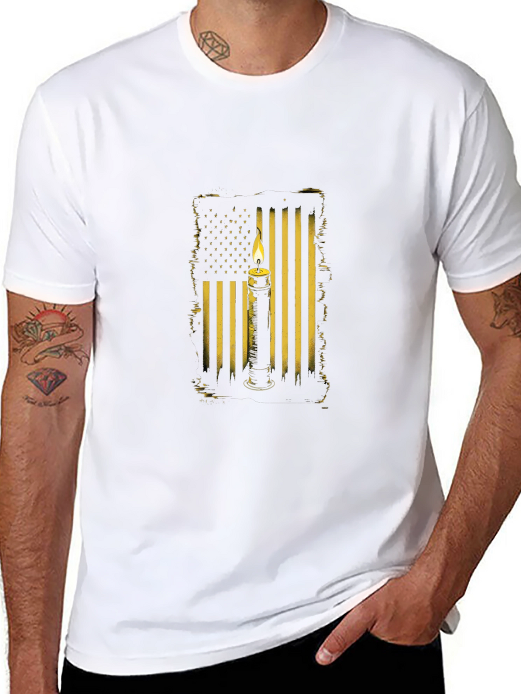 American Flag Candle T-Shirt - Black