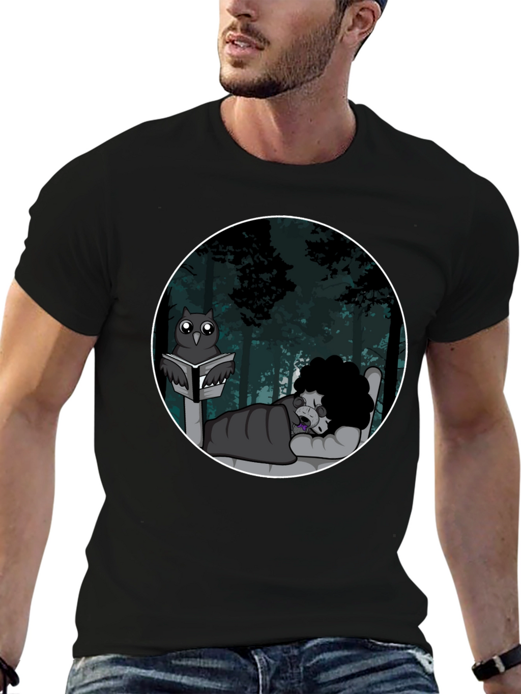 Owl Reading To Sleeping Monster Graphic T-Shirt