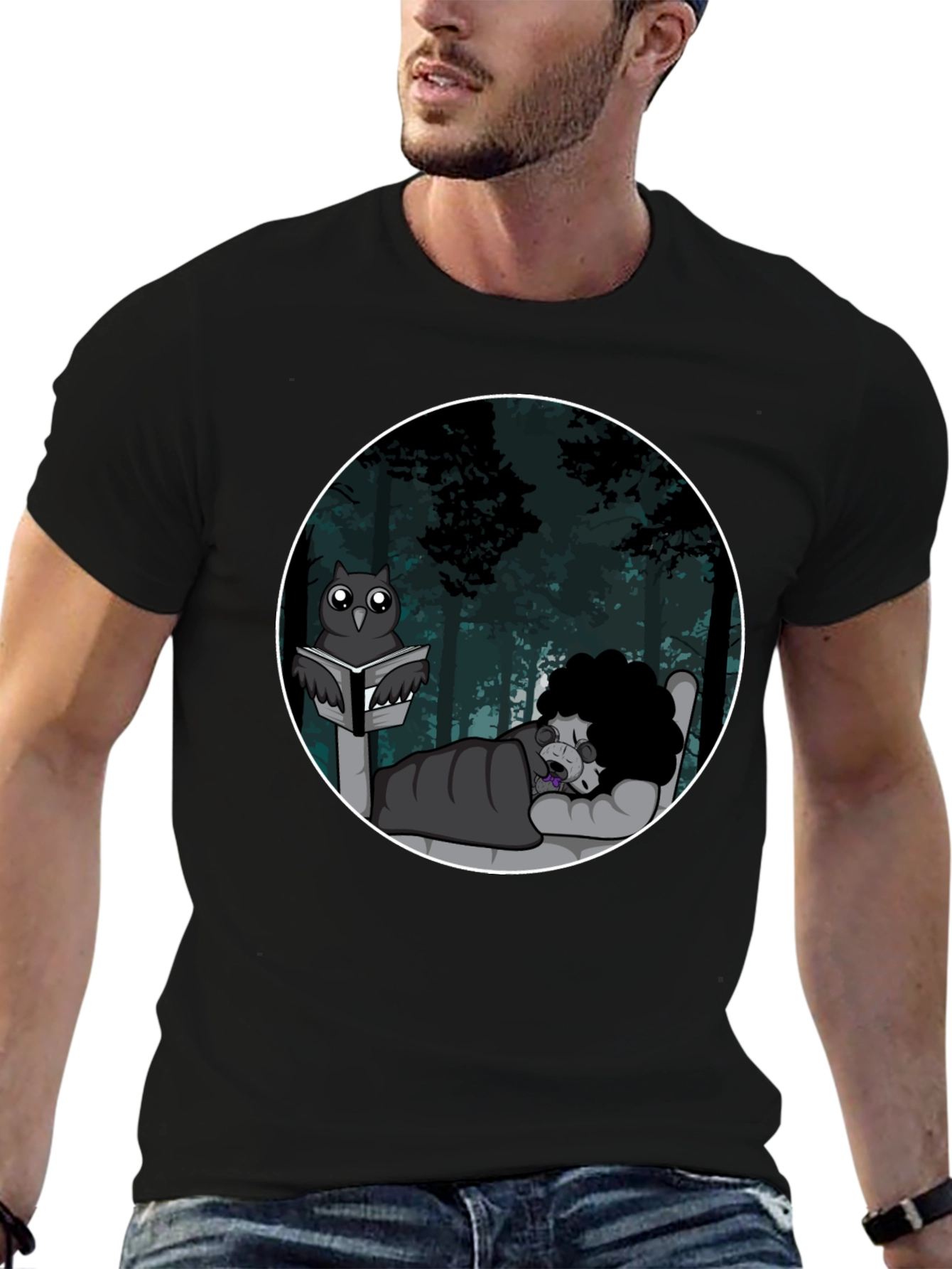 Owl Reading To Sleeping Monster Graphic T-Shirt