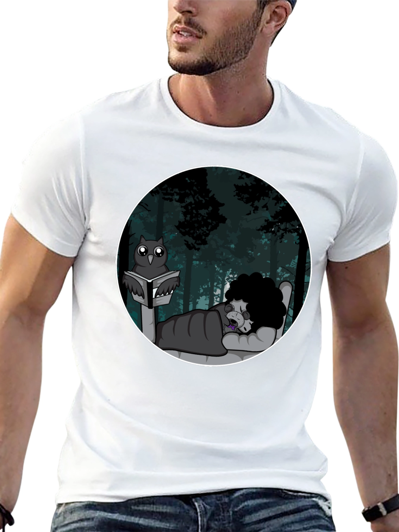 Owl Reading To Sleeping Monster Graphic T-Shirt