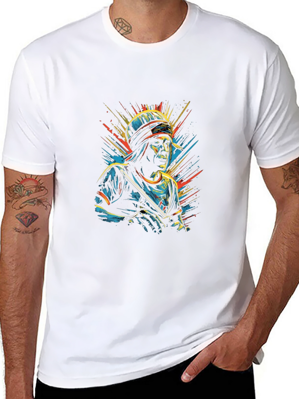 Cool Graphic T-Shirt - Man with Flute Design