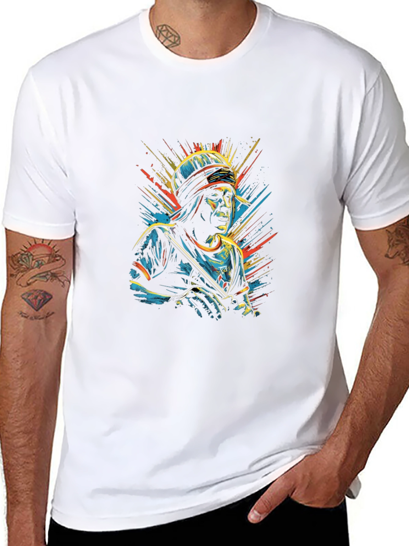 Cool Graphic T-Shirt - Man with Flute Design