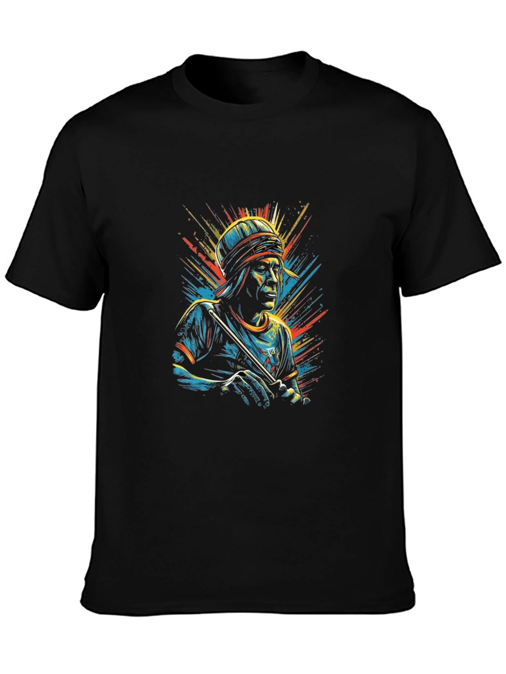 Cool Graphic T-Shirt - Man with Flute Design