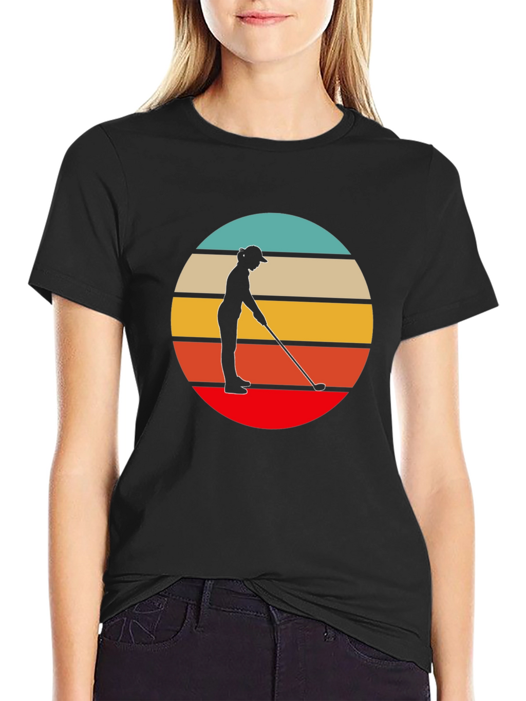 Retro Golfer Graphic Tee - Black