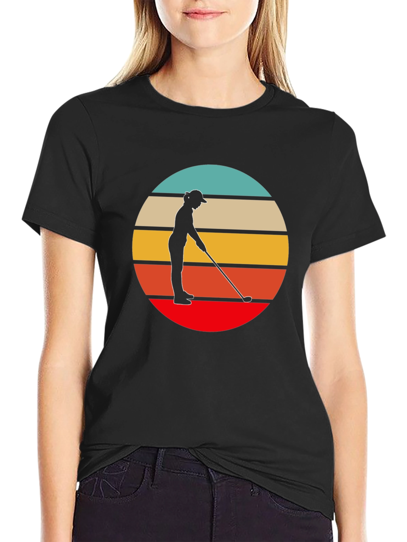 Retro Golfer Graphic Tee - Black
