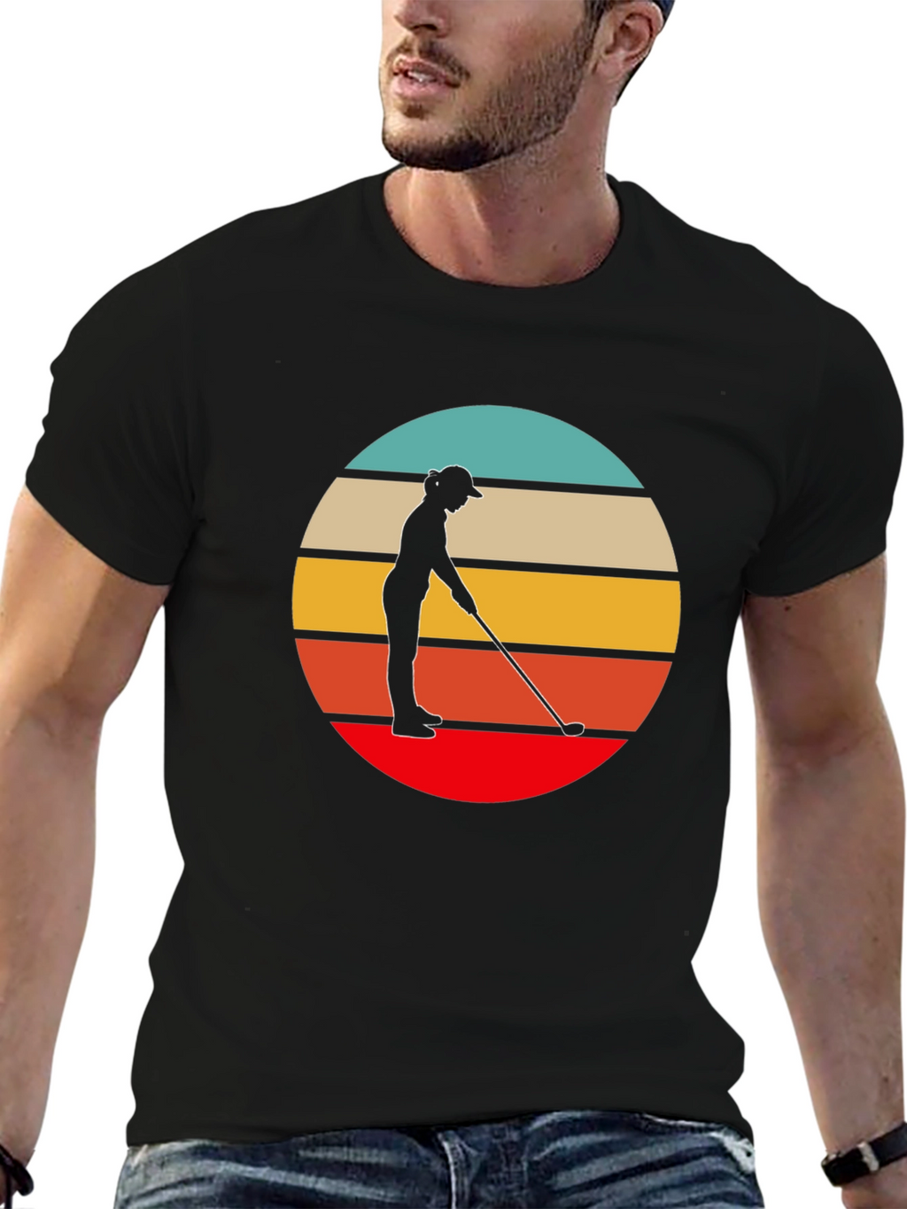 Retro Golfer Graphic Tee - Black