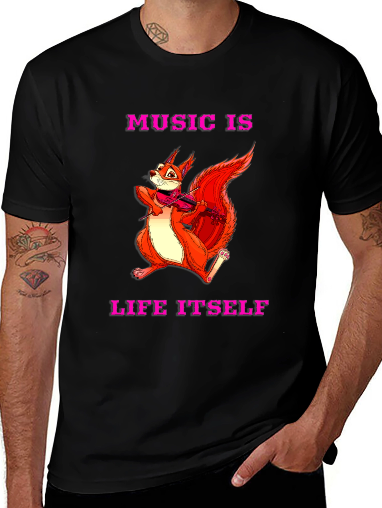 Music is Life Squirrel Tee