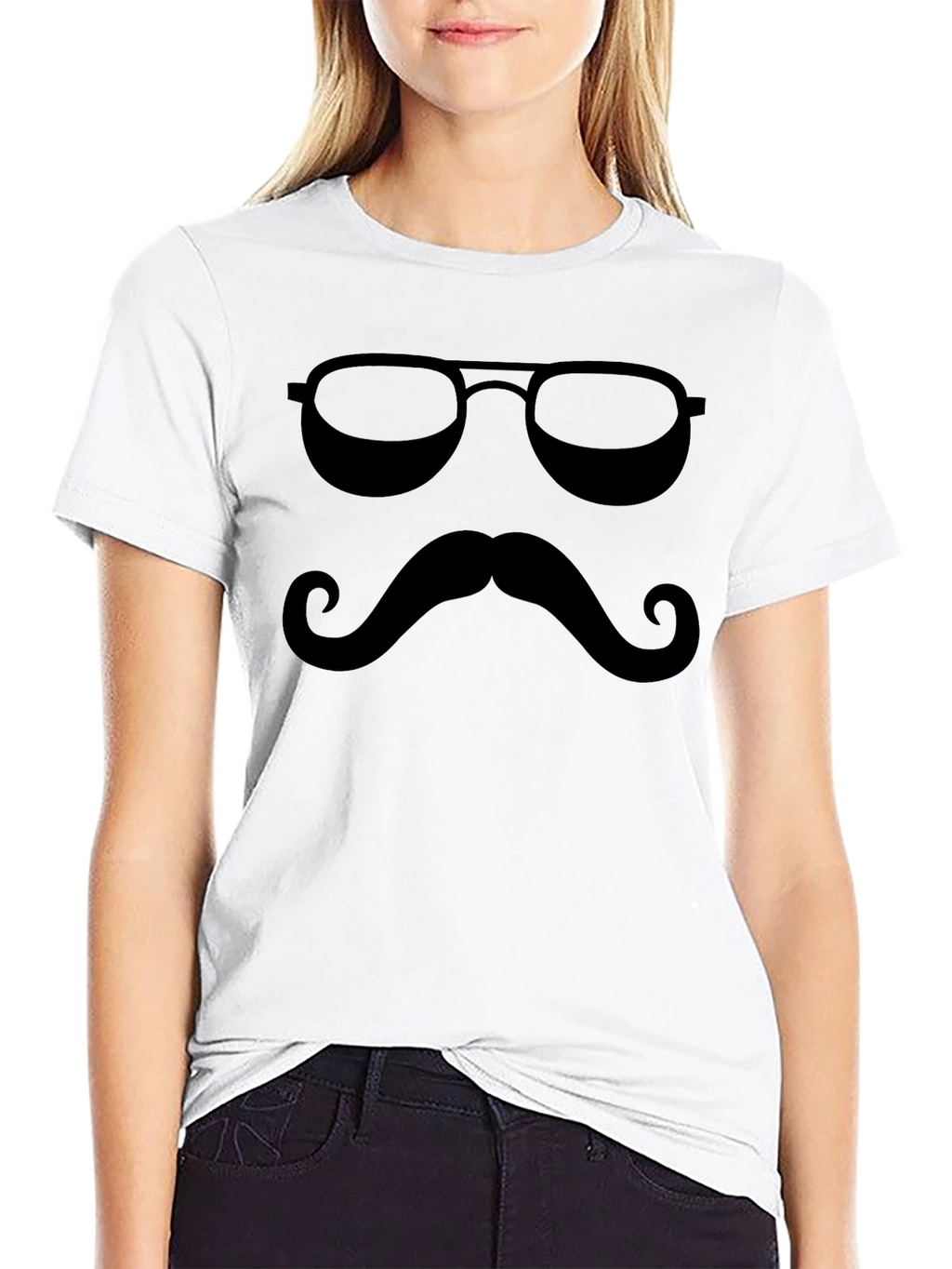 Cool Shades & Mustache Graphic Tee - Classic Black