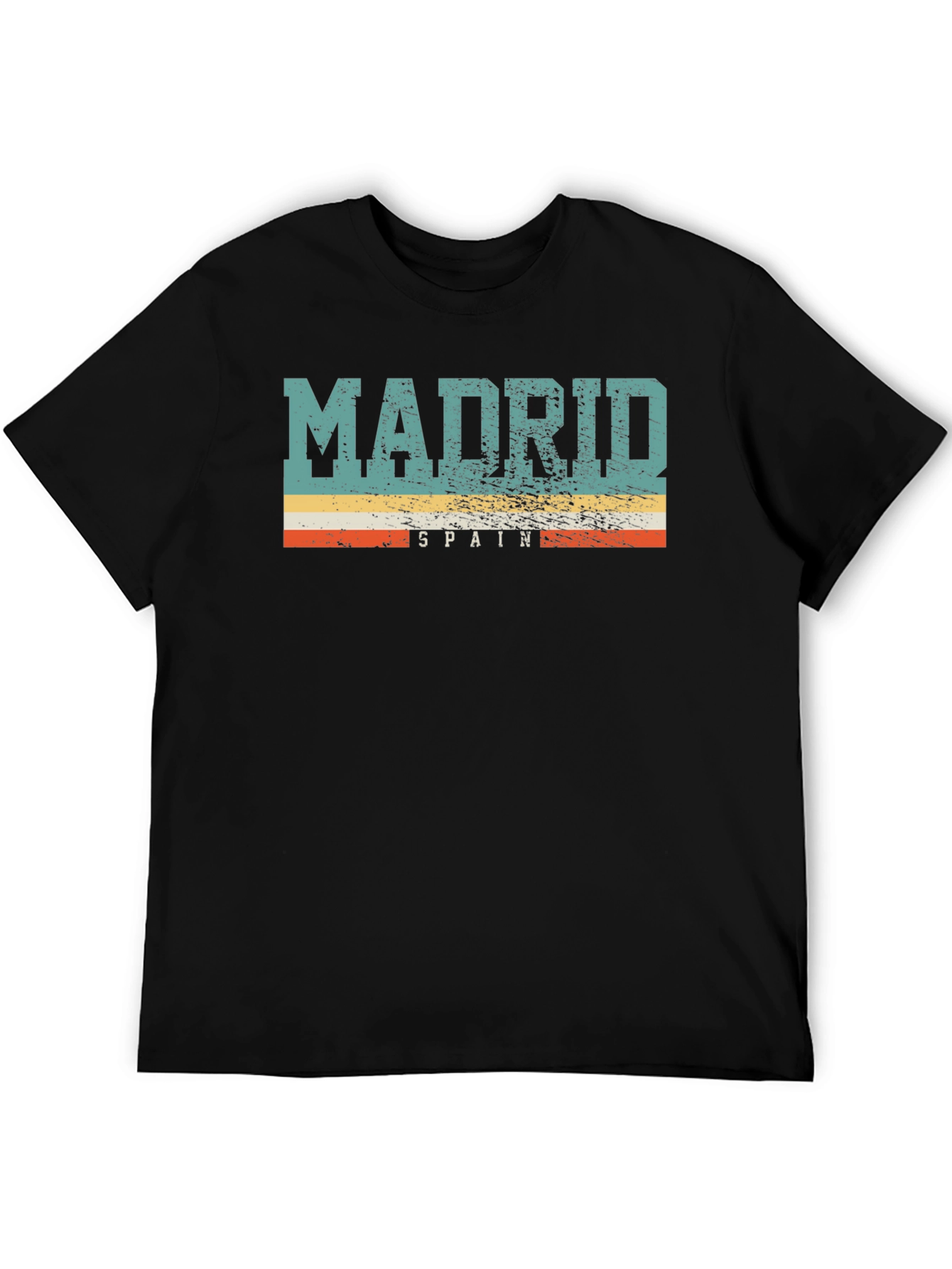 Madrid Spain T-Shirt Vintage Design Mens Black Tee