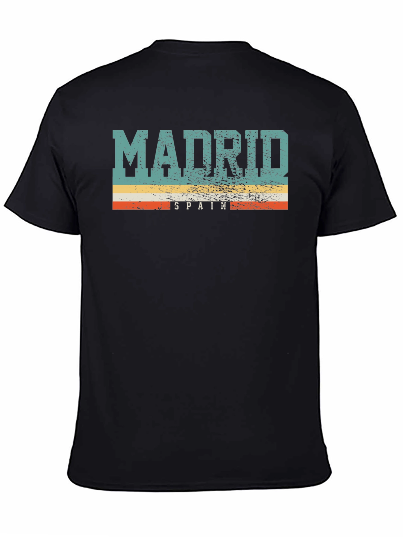 Madrid Spain T-Shirt Vintage Design Mens Black Tee