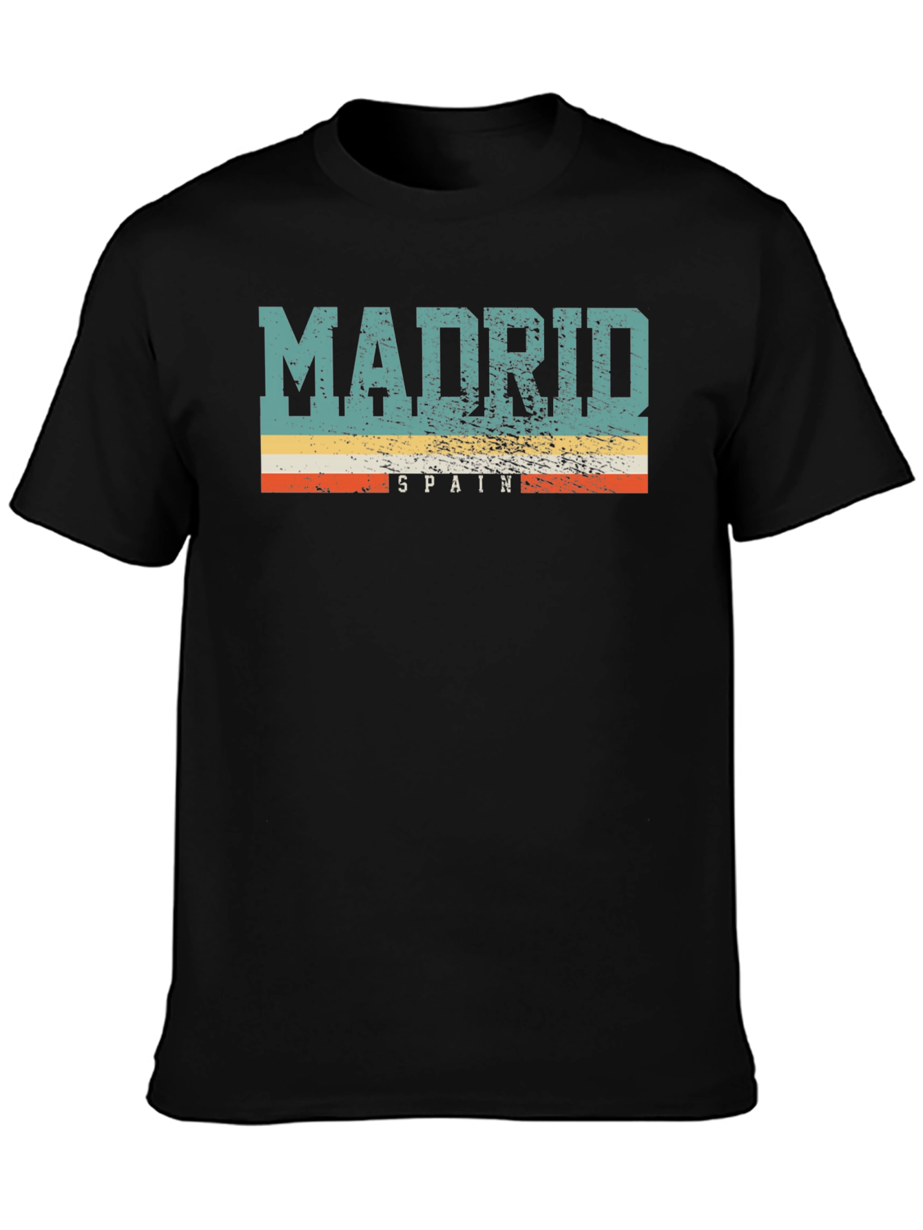 Madrid Spain T-Shirt Vintage Design Mens Black Tee