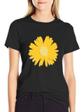 Mens Black T-Shirt with Yellow Flower Graphic