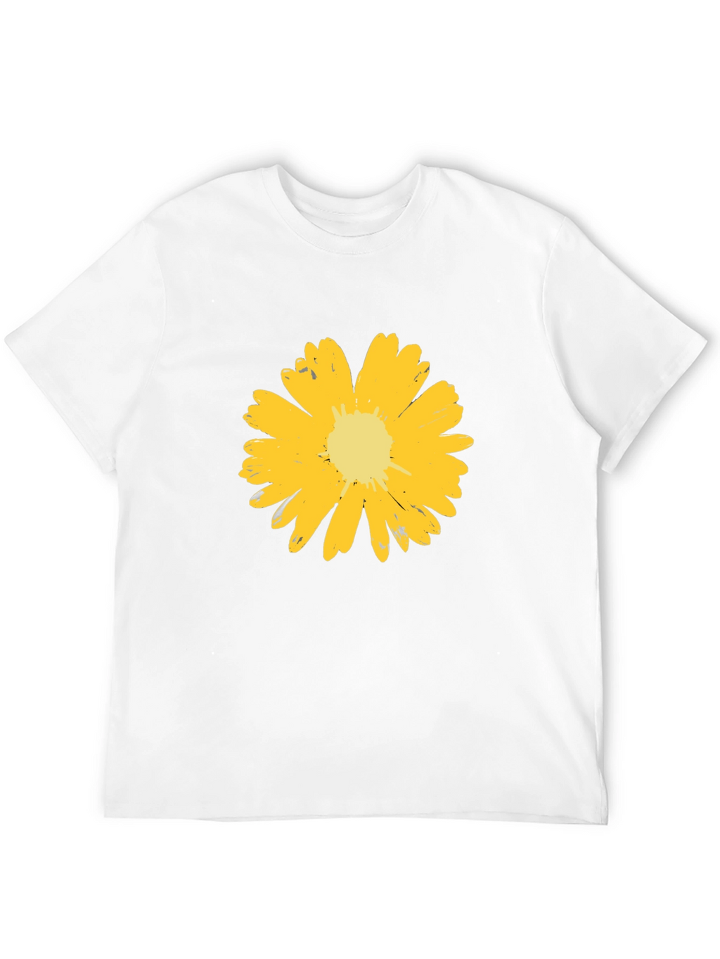 Mens Black T-Shirt with Yellow Flower Graphic