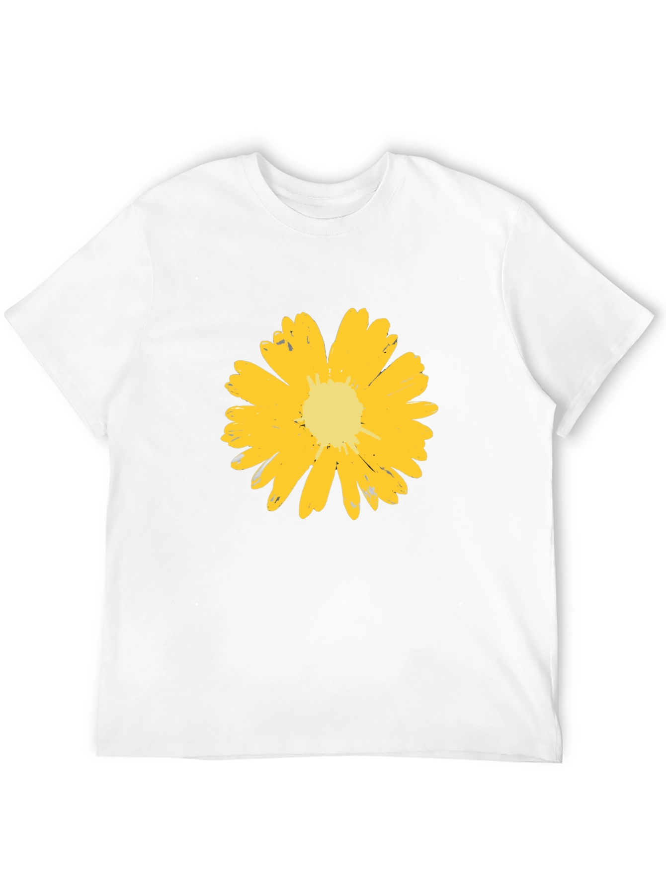 Mens Black T-Shirt with Yellow Flower Graphic