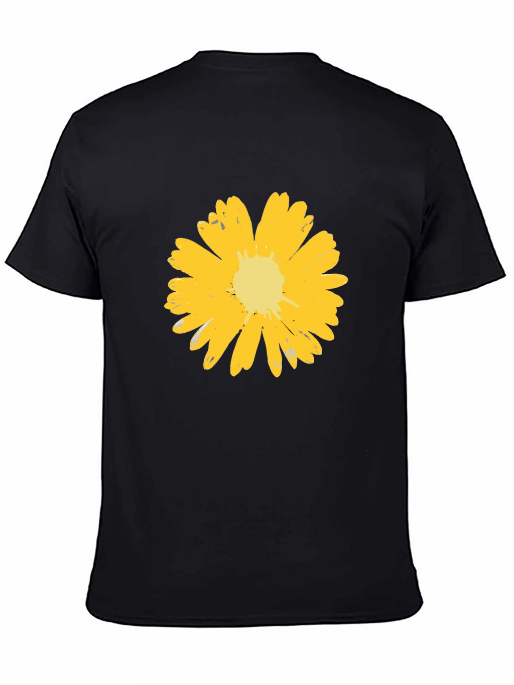 Mens Black T-Shirt with Yellow Flower Graphic