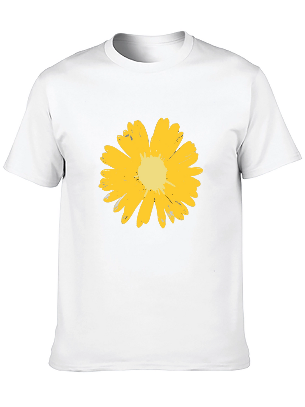Mens Black T-Shirt with Yellow Flower Graphic