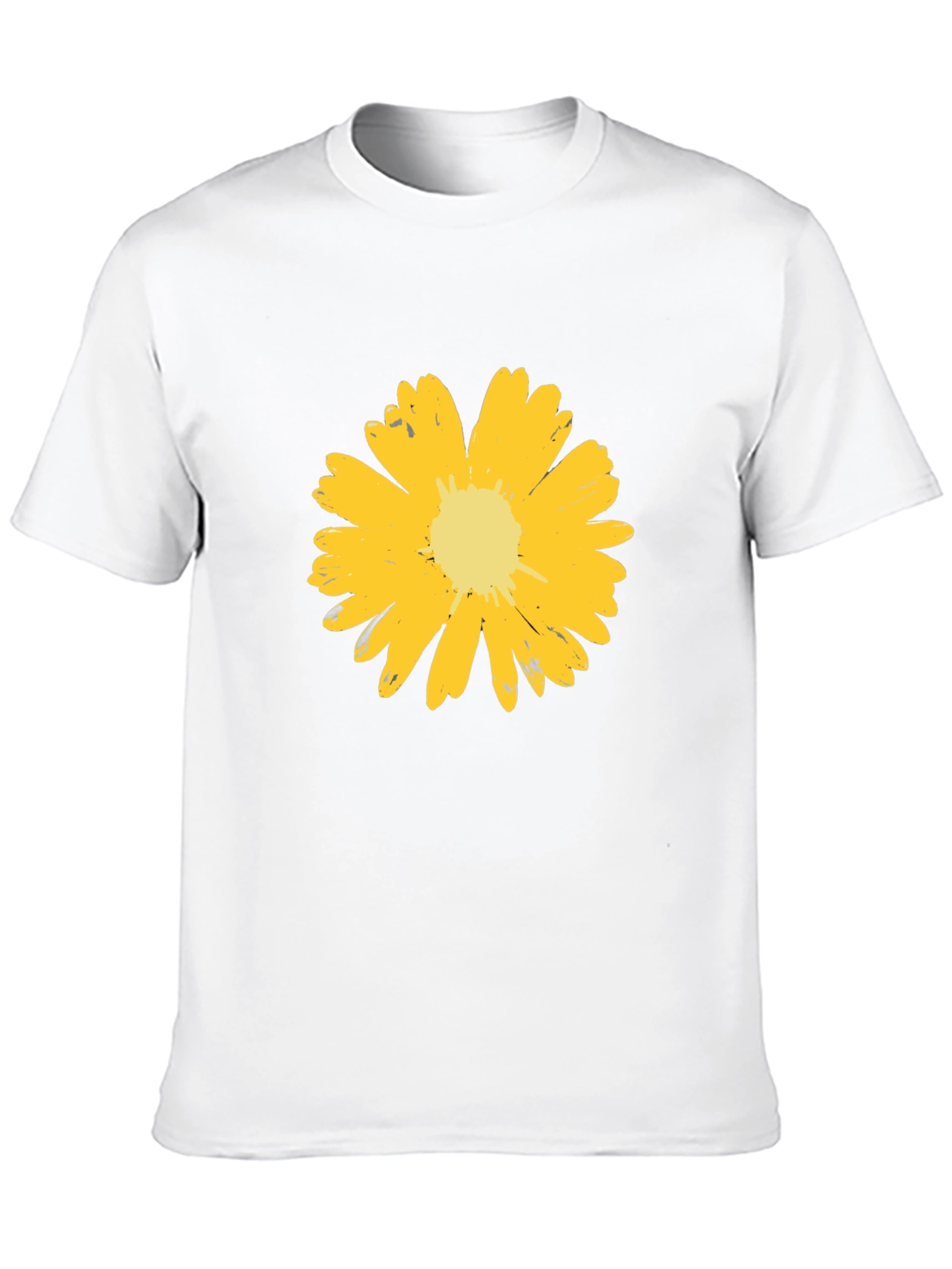 Mens Black T-Shirt with Yellow Flower Graphic