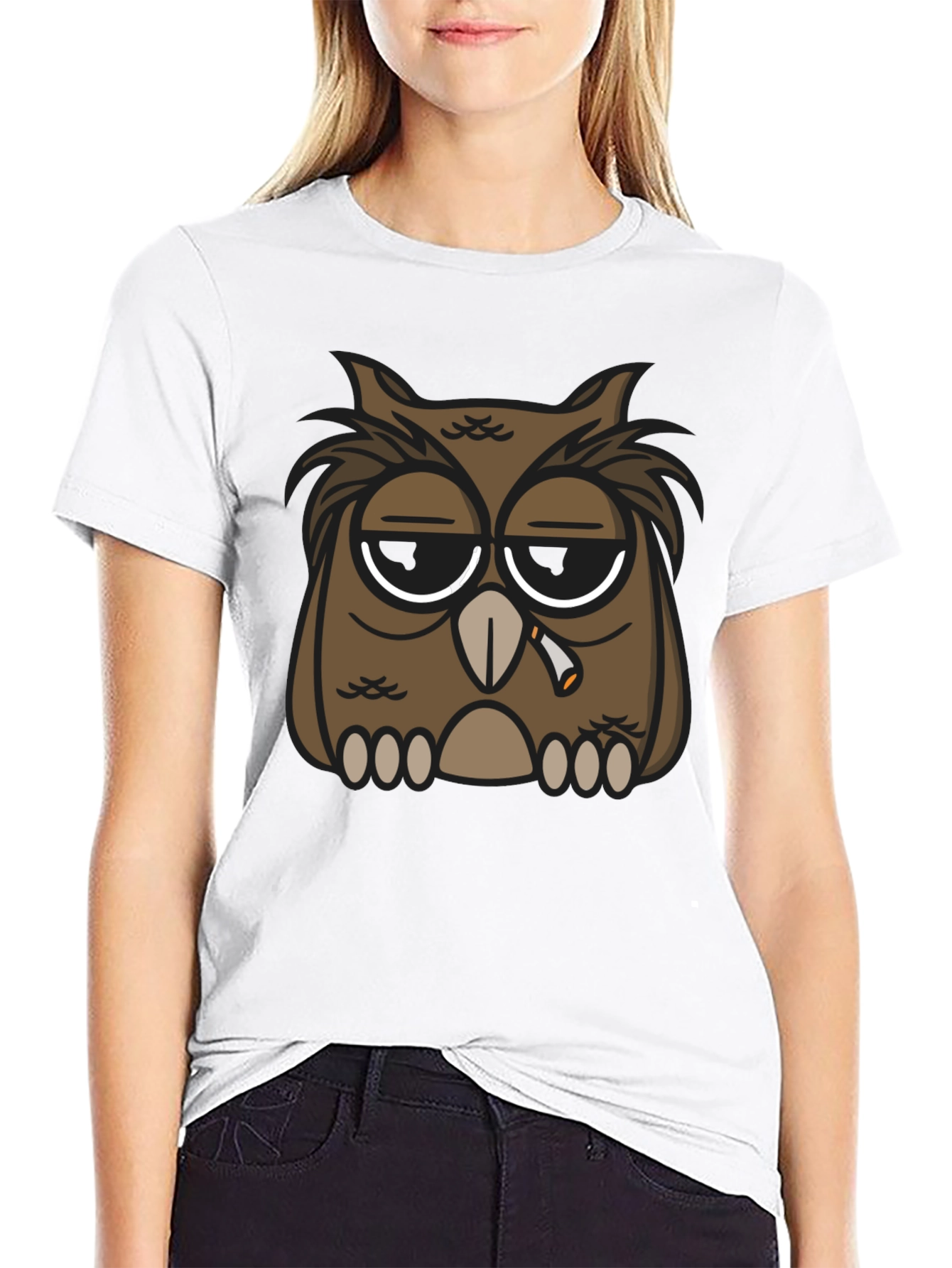 Cool Owl Smoker Graphic Tee - Black T-Shirt