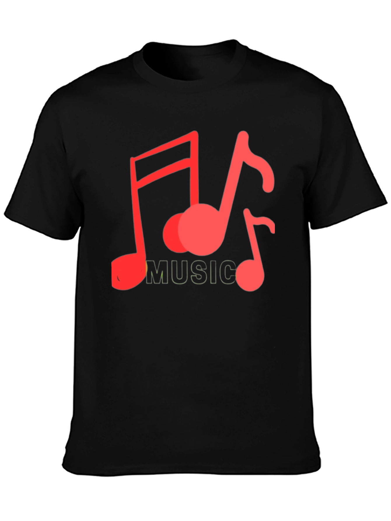 Musical Notes Graphic Tee - Black Cotton Casual