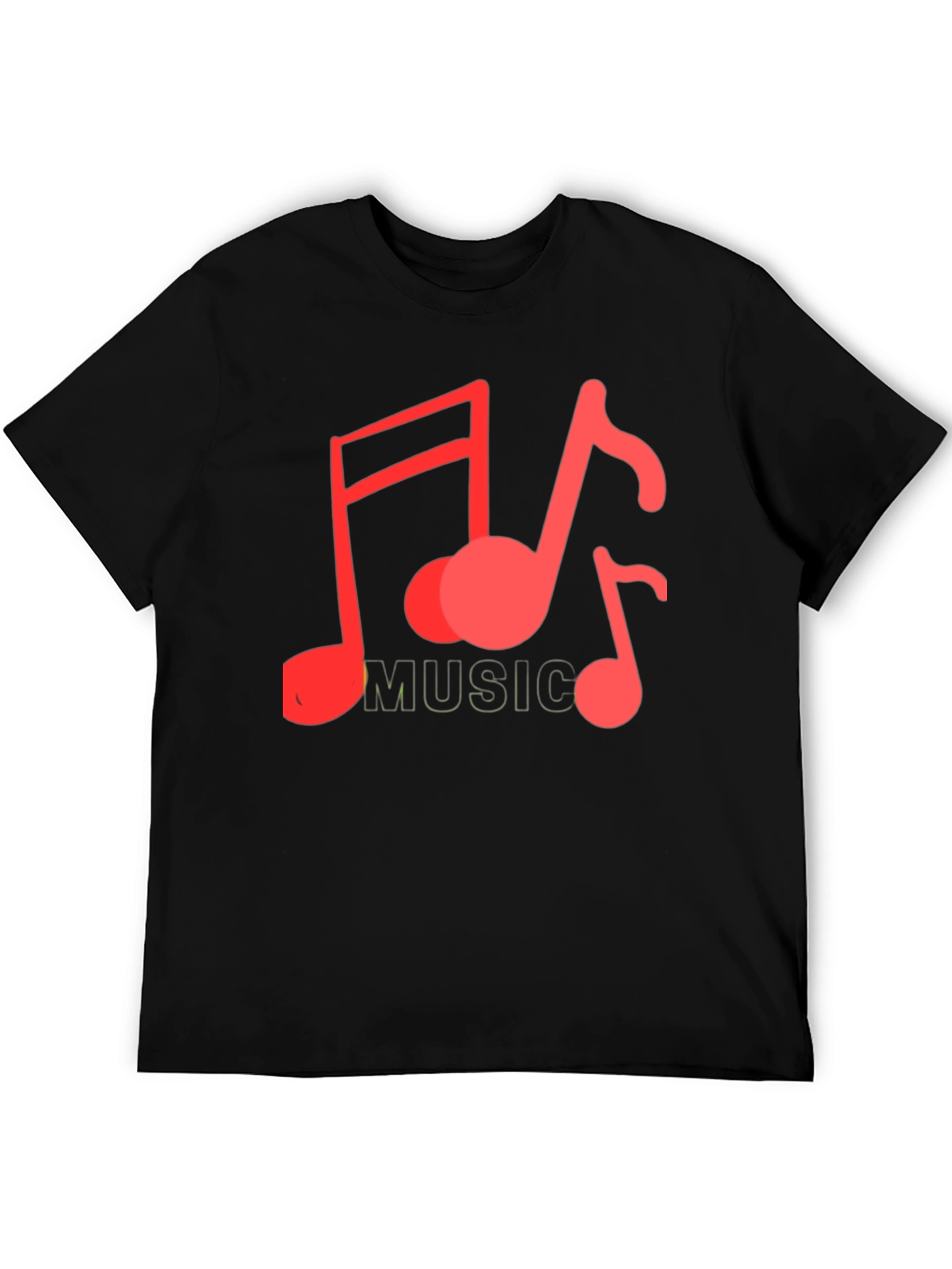 Musical Notes Graphic Tee - Black Cotton Casual