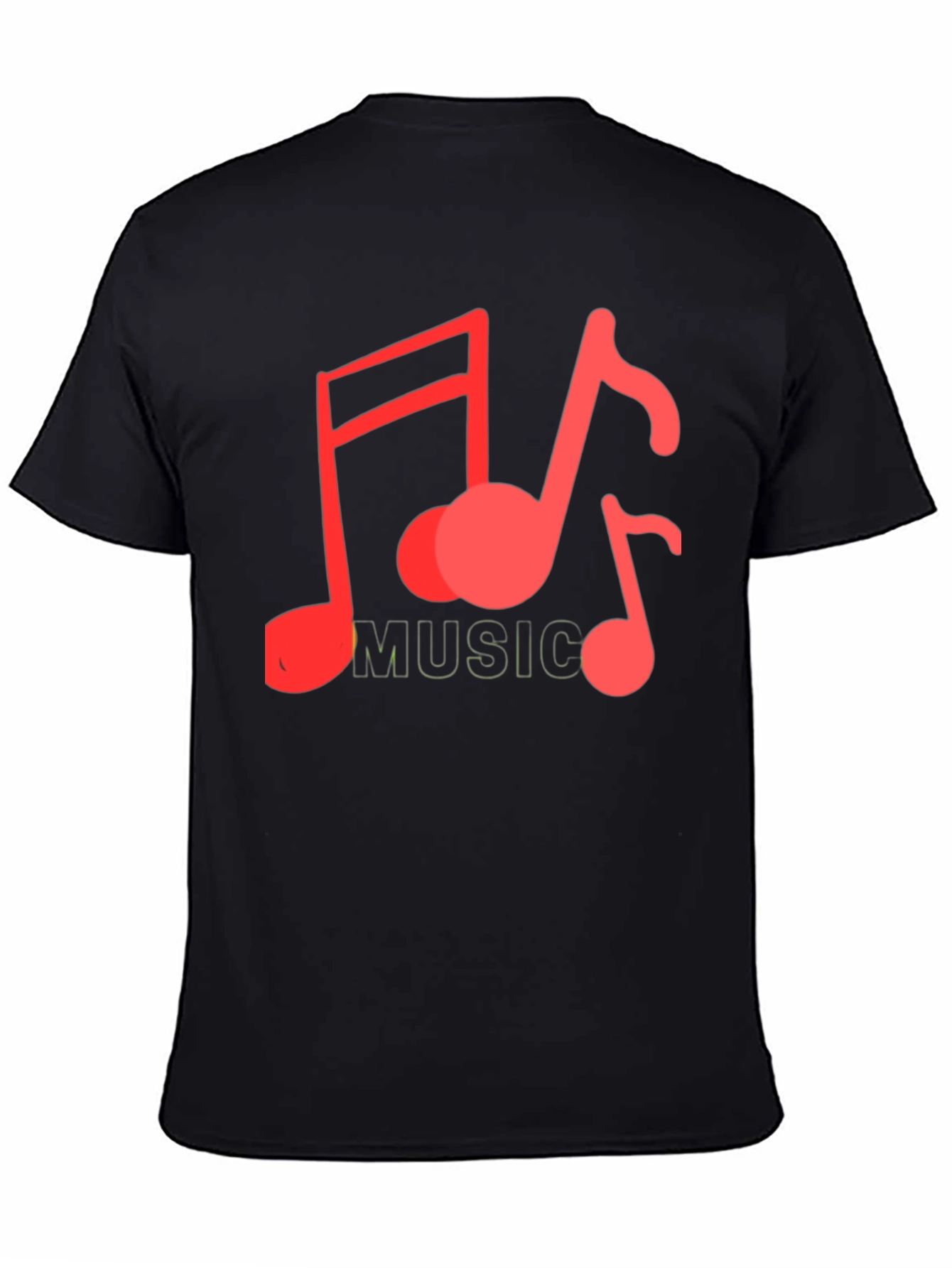 Musical Notes Graphic Tee - Black Cotton Casual
