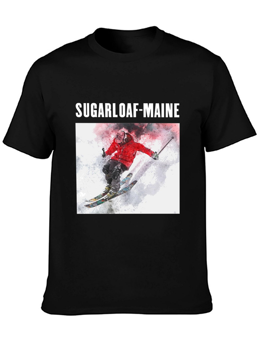 Sugarloaf Maine Skiing T-Shirt - Black