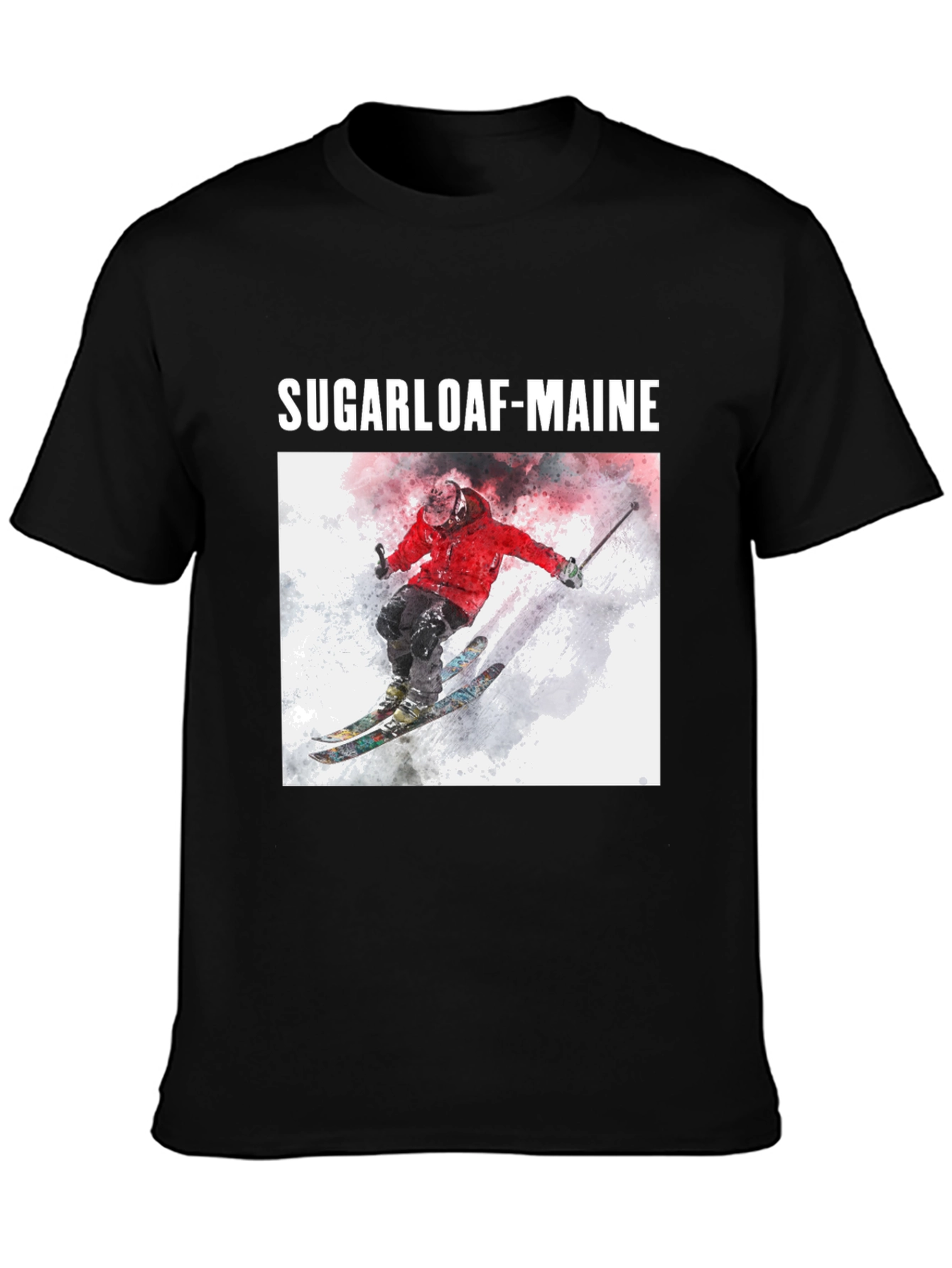 Sugarloaf Maine Skiing T-Shirt - Black