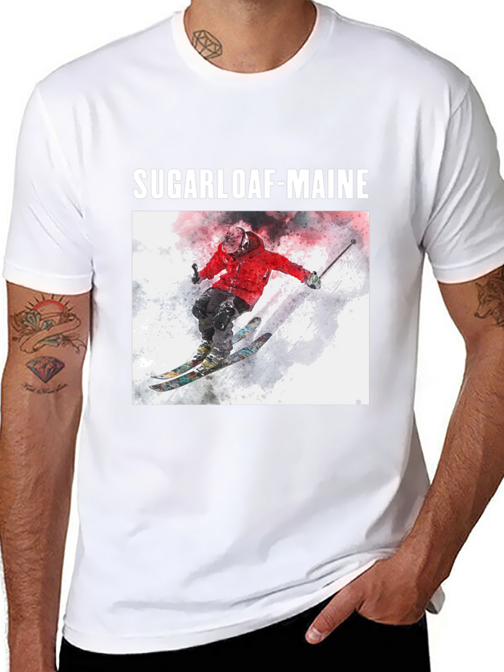 Sugarloaf Maine Skiing T-Shirt - Black