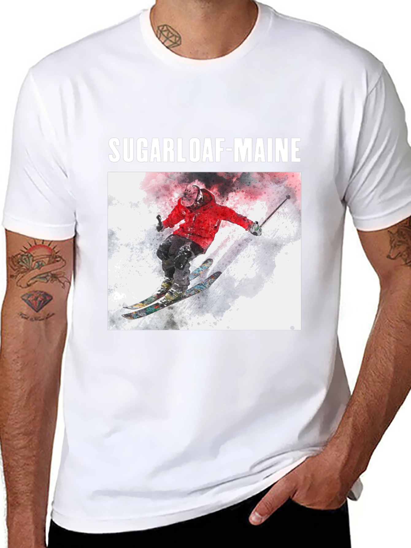 Sugarloaf Maine Skiing T-Shirt - Black