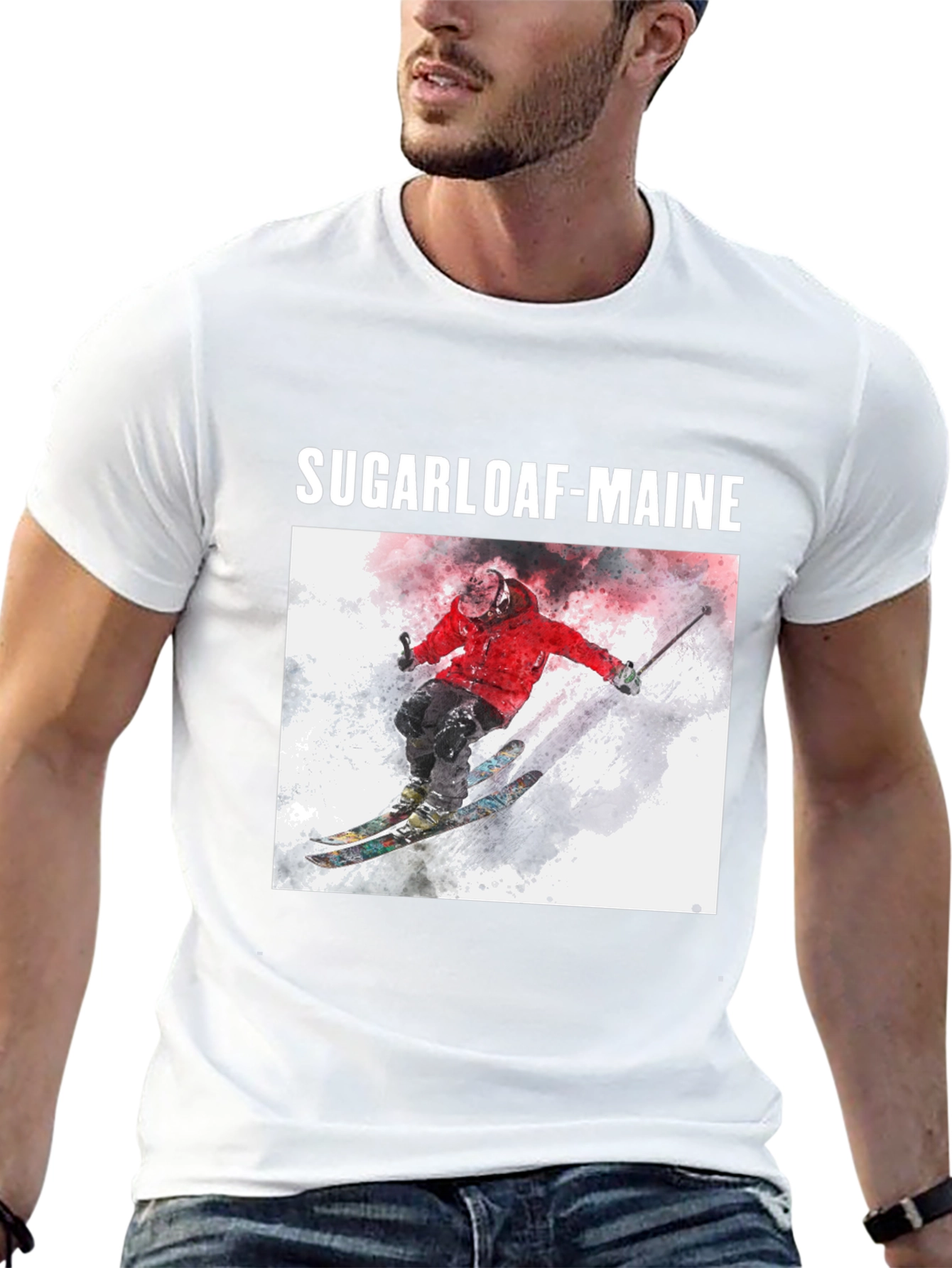Sugarloaf Maine Skiing T-Shirt - Black