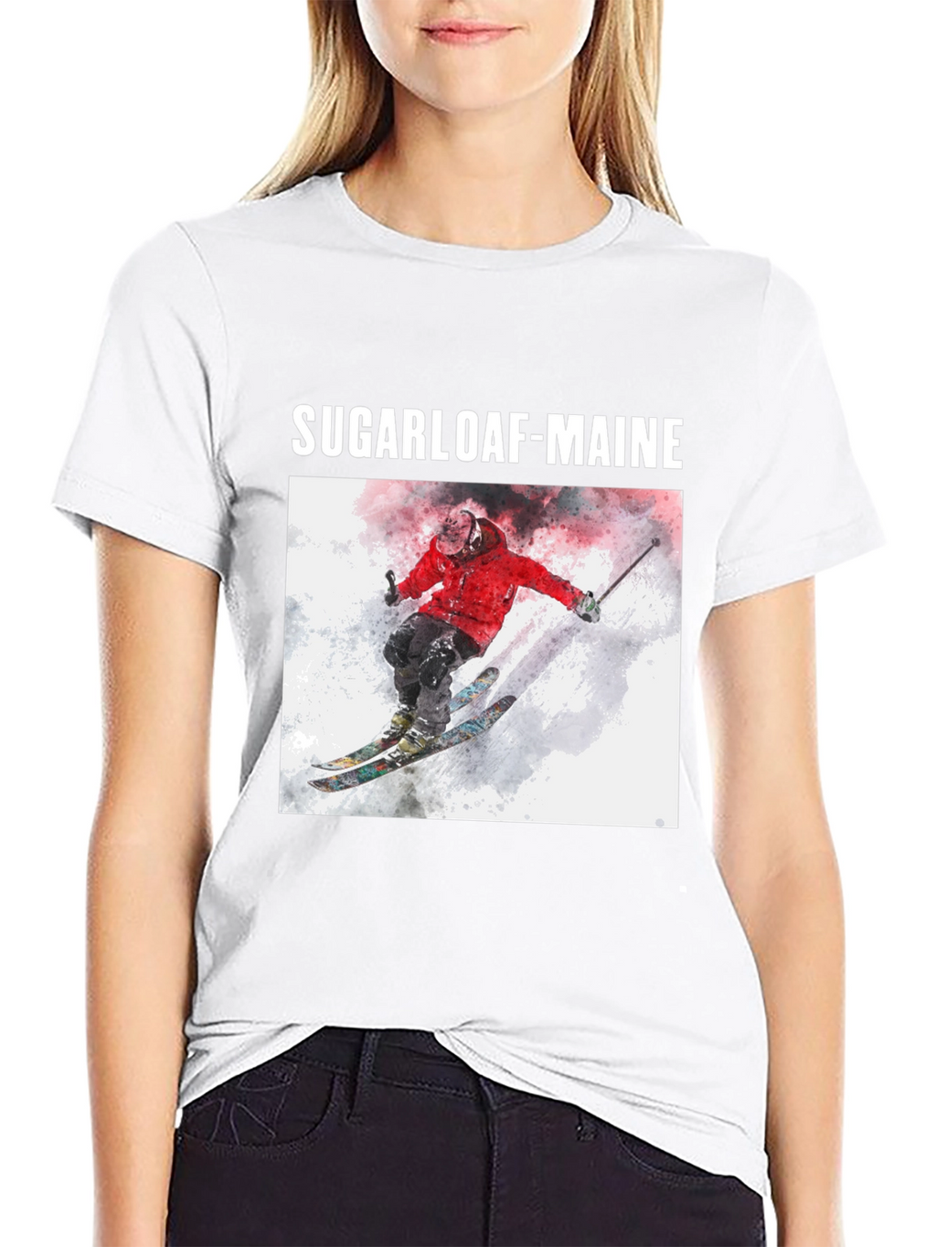 Sugarloaf Maine Skiing T-Shirt - Black