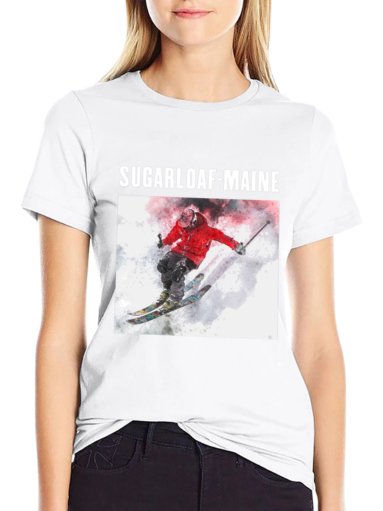 Sugarloaf Maine Skiing T-Shirt - Black