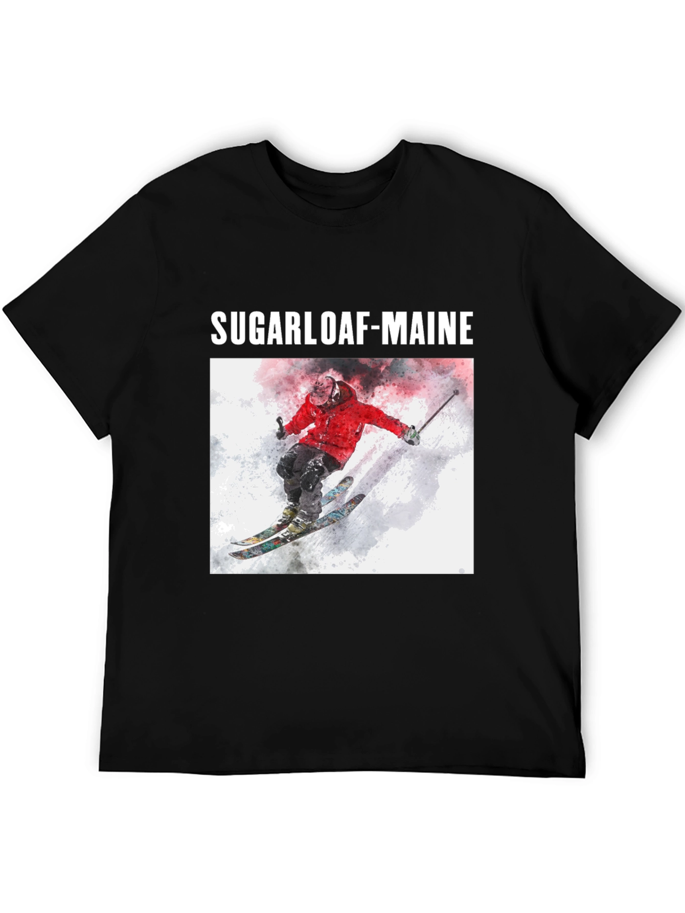 Sugarloaf Maine Skiing T-Shirt - Black