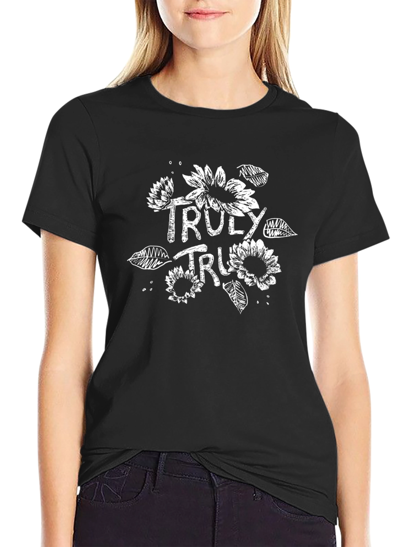 Truly True Floral Graphic T-Shirt - Black