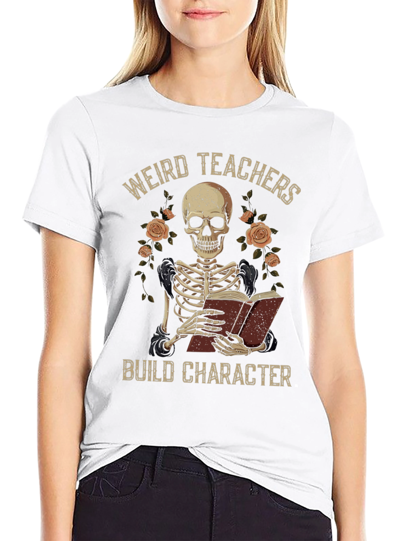 Weird Teachers Build Character Skeleton T-Shirt