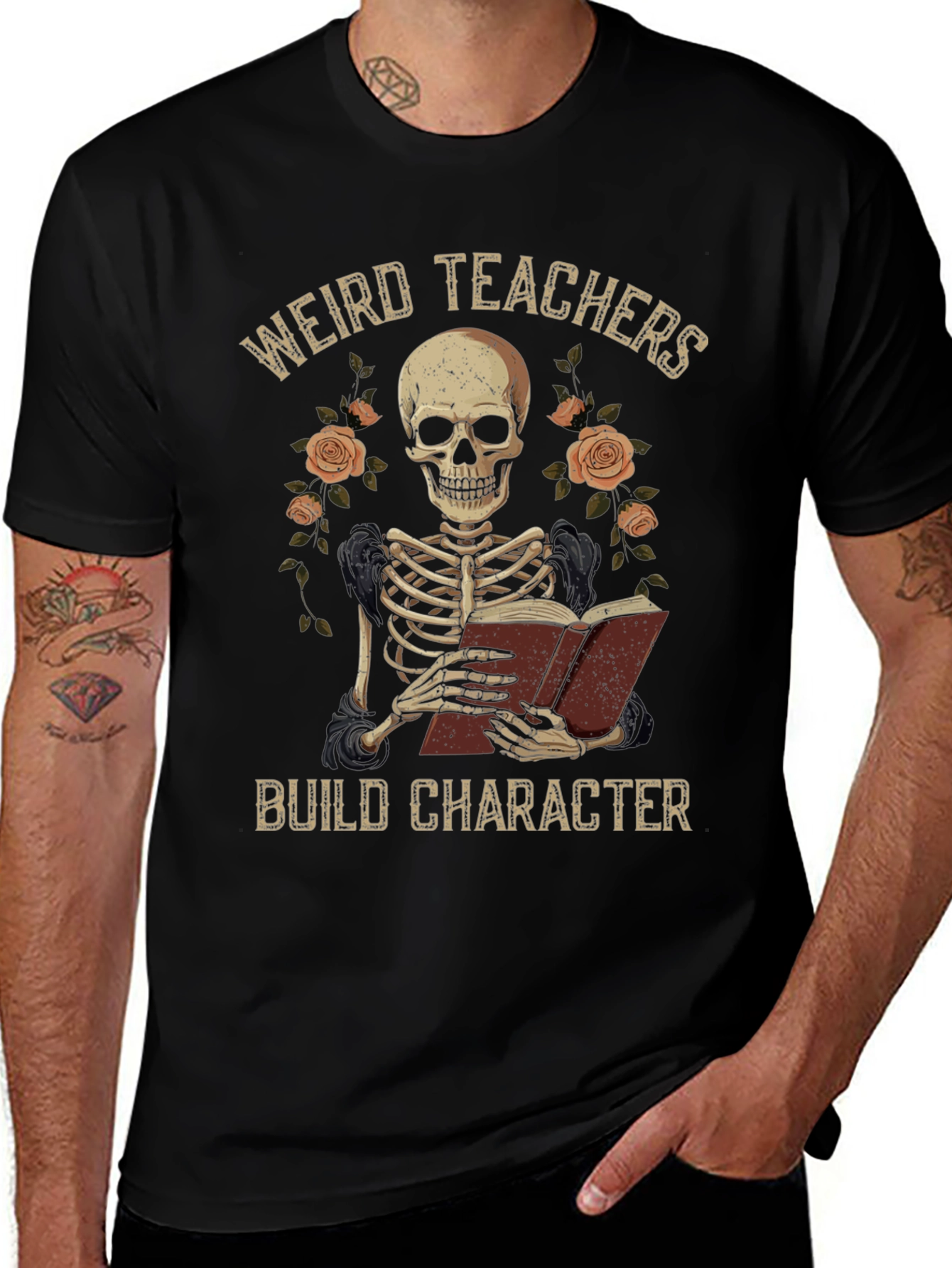 Weird Teachers Build Character Skeleton T-Shirt