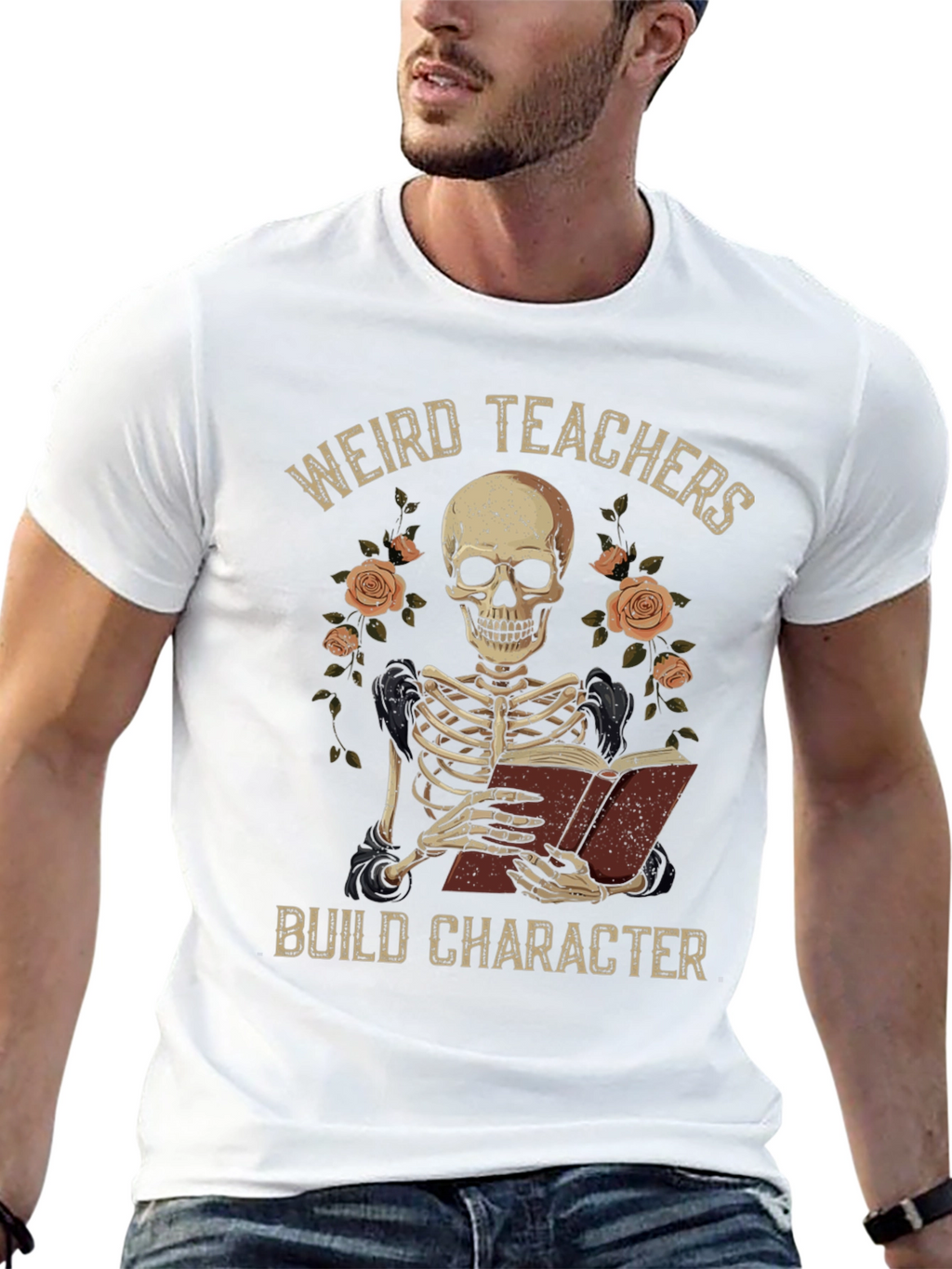 Weird Teachers Build Character Skeleton T-Shirt