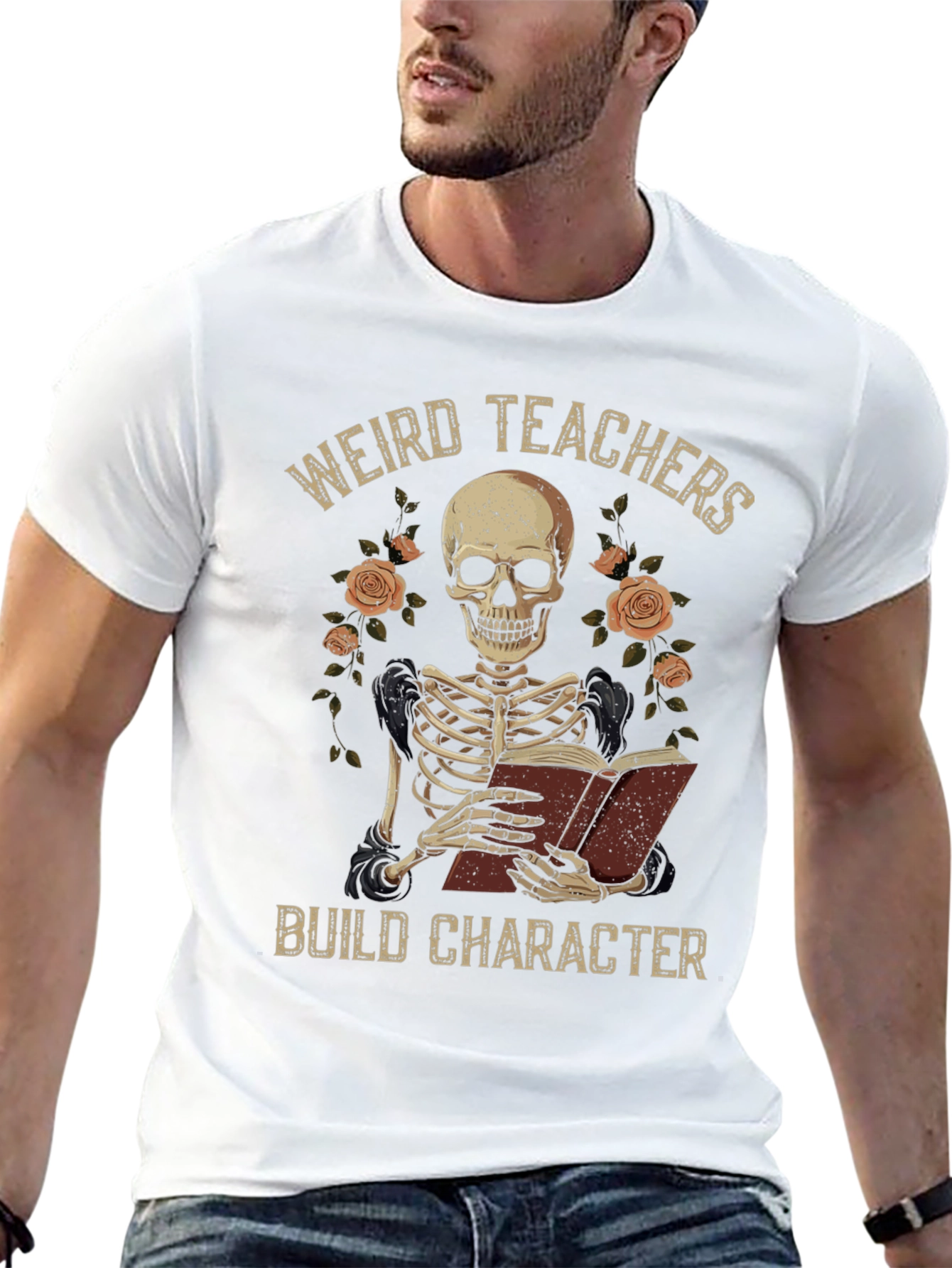 Weird Teachers Build Character Skeleton T-Shirt