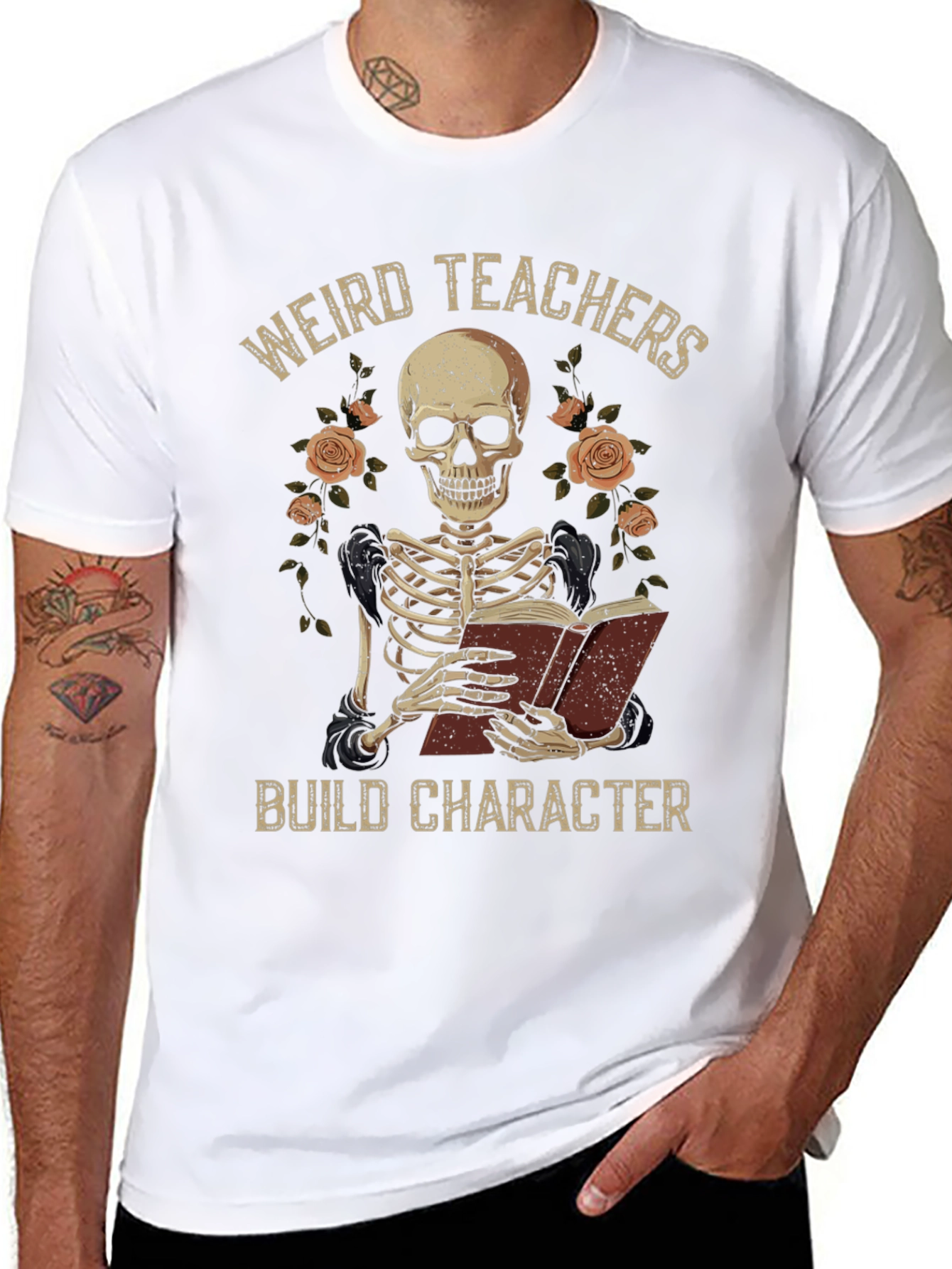 Weird Teachers Build Character Skeleton T-Shirt