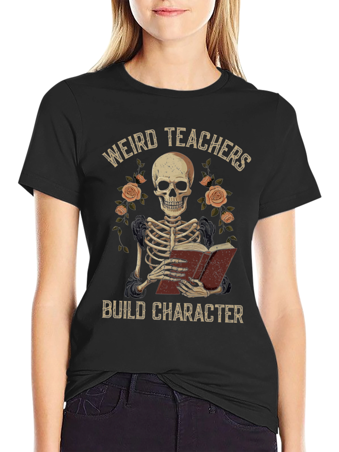 Weird Teachers Build Character Skeleton T-Shirt