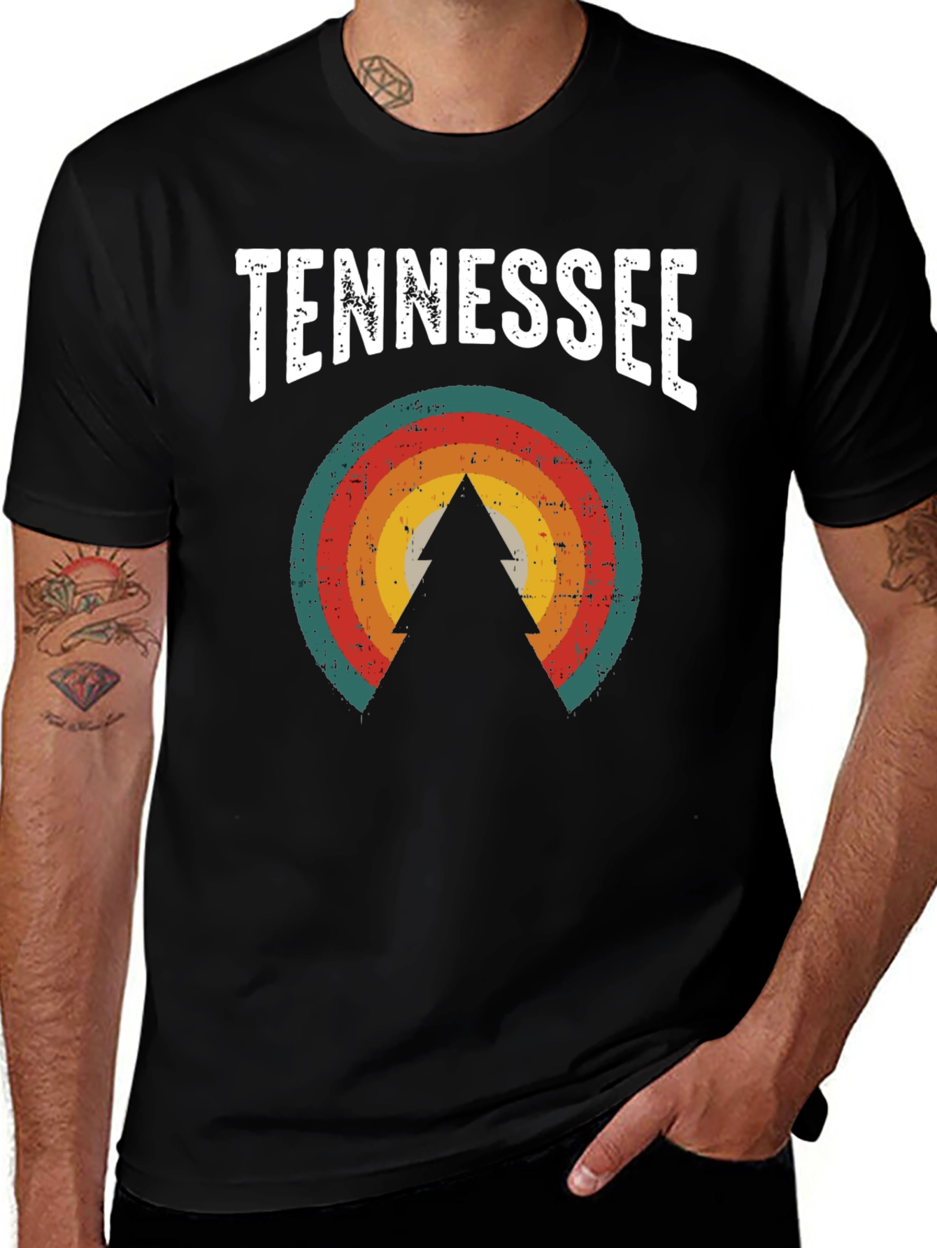 Tennessee Retro Graphic Tee - Mens Black T-Shirt